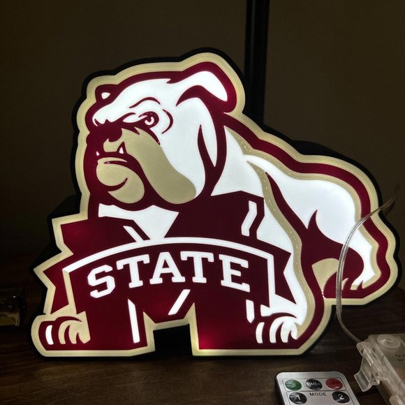 Mississippi State 3D Lightbox With Battery Pack & Remote. 8 Function. Dorm Room - Picture 2 of 6